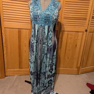 Apt. 9 Blue and Black Patterned Maxi Dress